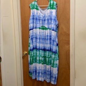 Women’s plus size multi colored tie dye maxi dress